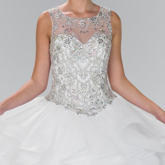 Sequin Bodice Illusion Neck Evening Dress GSGL2378 - Picture 2 of 5